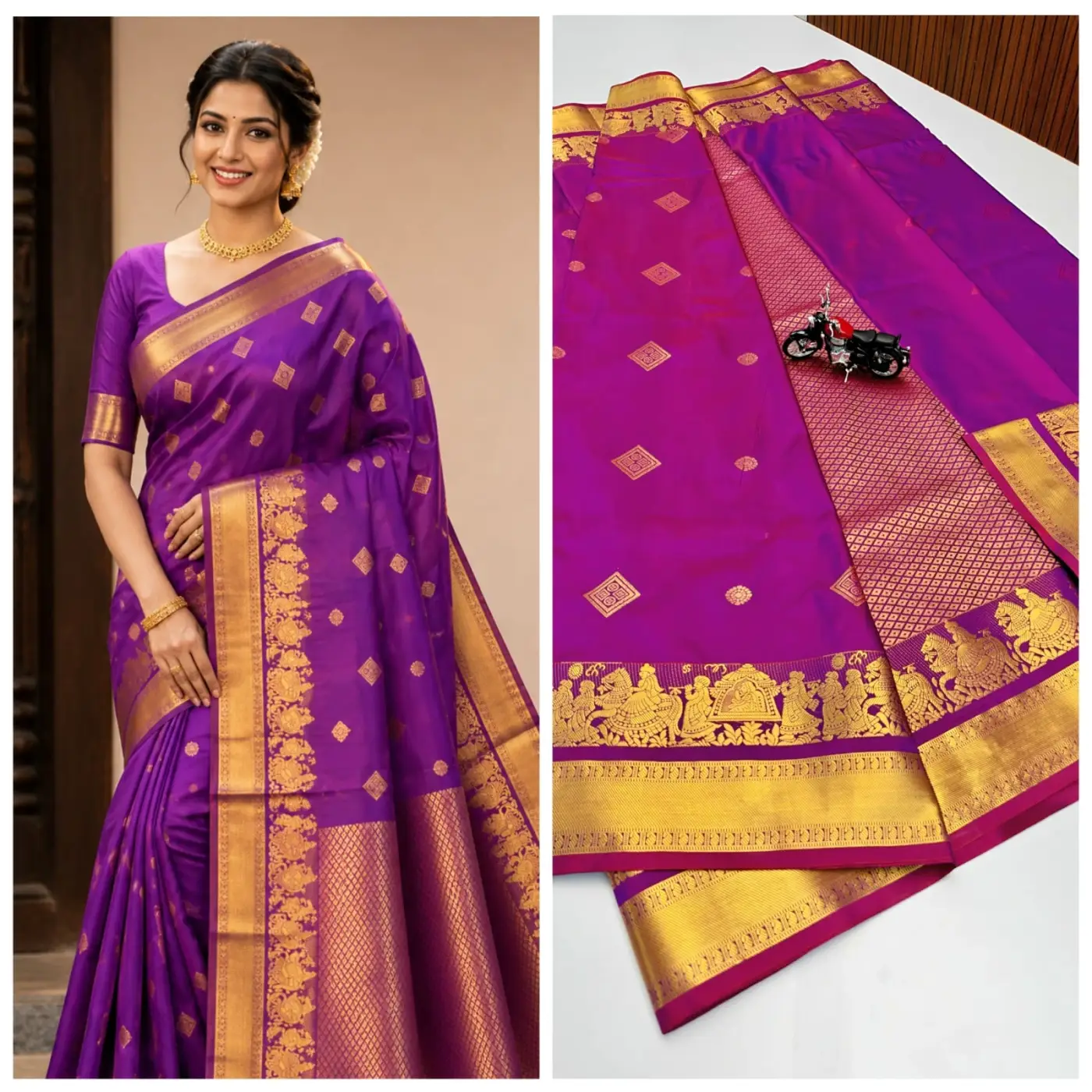Diamond Butta Double Side Pallakku Border Saree